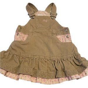 H&M Corduroy Jumper Dress Tan Ruffled Kids 6-9 Mos. Infant Baby Girl Sleeveless